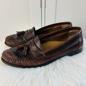 Giorgio Brutini Brown & Black Handsewn Leather Tassel Loafers Dress Shoes 8.5D